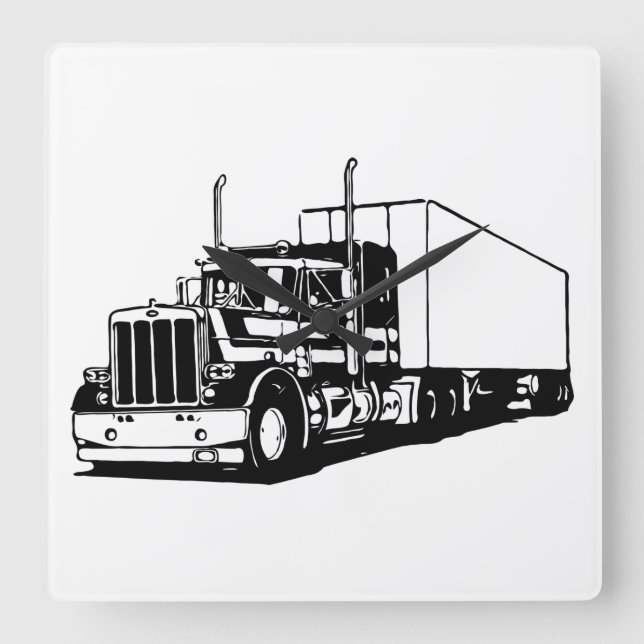 Truck and Dry-van Square Wall Clock (Front)