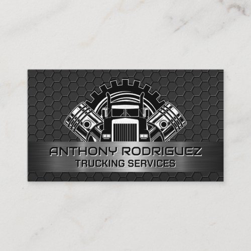 Truck and Pistons  Steel Industrial Business Card