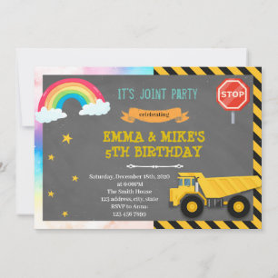 Truck and rainbow joint party Invitation