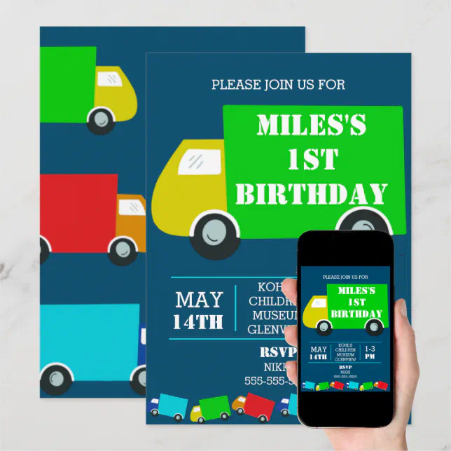 Truck Birthday Party Invitation Zazzle