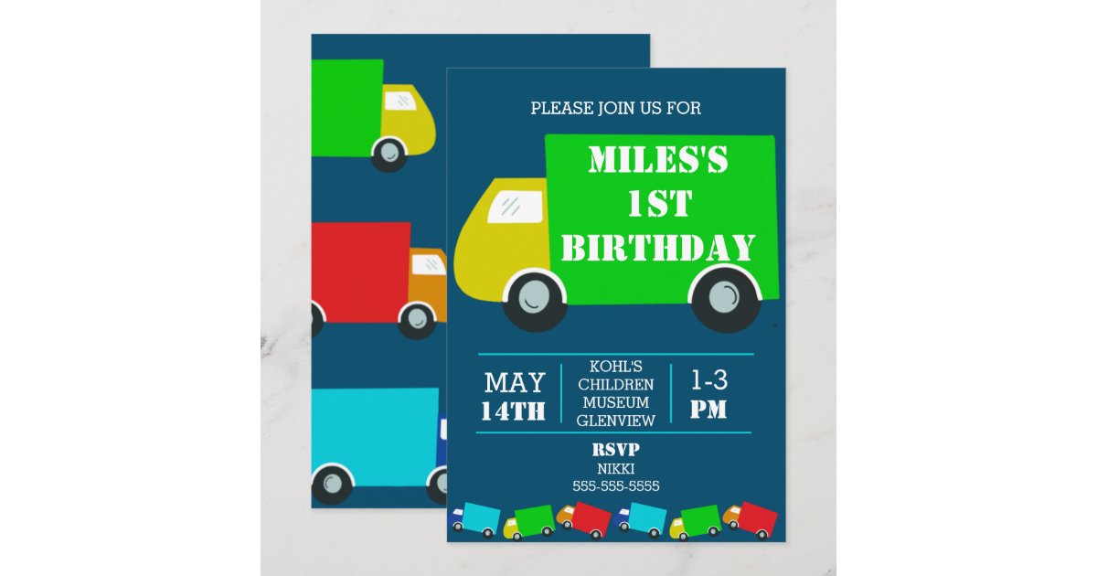 Truck Birthday Party Invitation Zazzle