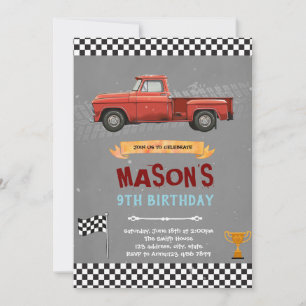 Truck birthday party invitation