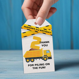 Truck Birthday Thank You Favor Tag – Yellow Digger