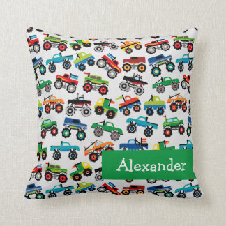 Truck Boys Custom Name Throw Pillow