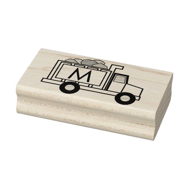Truck Boy's Cute Kid's Monogram Initial Rubber Stamp (Stamp)
