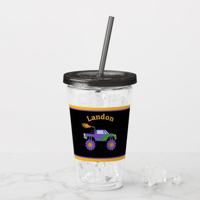 Truck Budget Personalized Name Kids  Acrylic Tumbler (Back Ice)
