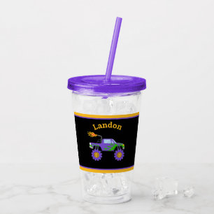 Truck Budget Personalized Name Kids Purple Acrylic Tumbler