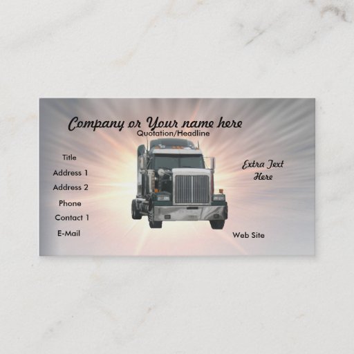 Customizable Truck Business Cards