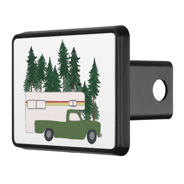 Truck Camper in the forest RV camping Hitch Cover (Left)