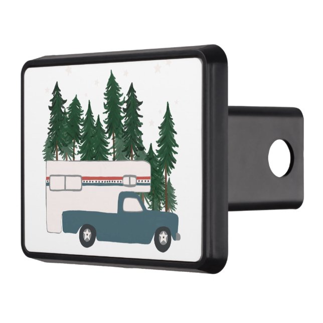 Truck Camper in the forest RV camping Hitch Cover (Left)