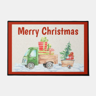 Truck Christmas Door Mat