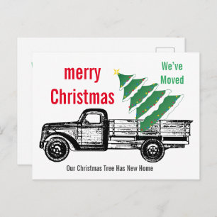 Truck Christmas Tree We’ve Moved Announcement Postcard