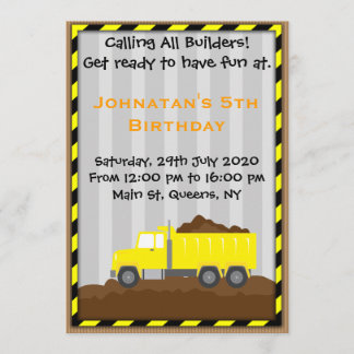 Truck Construction Birthday Invitation