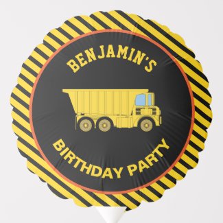 Truck Construction Birthday Party Balloon