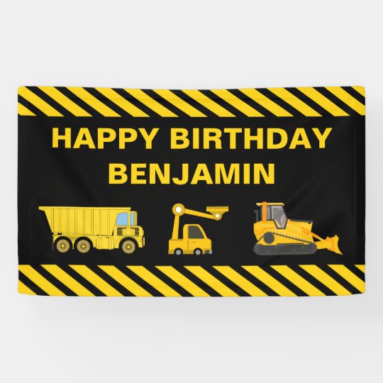 Truck Construction Birthday Party Banner | Zazzle.com
