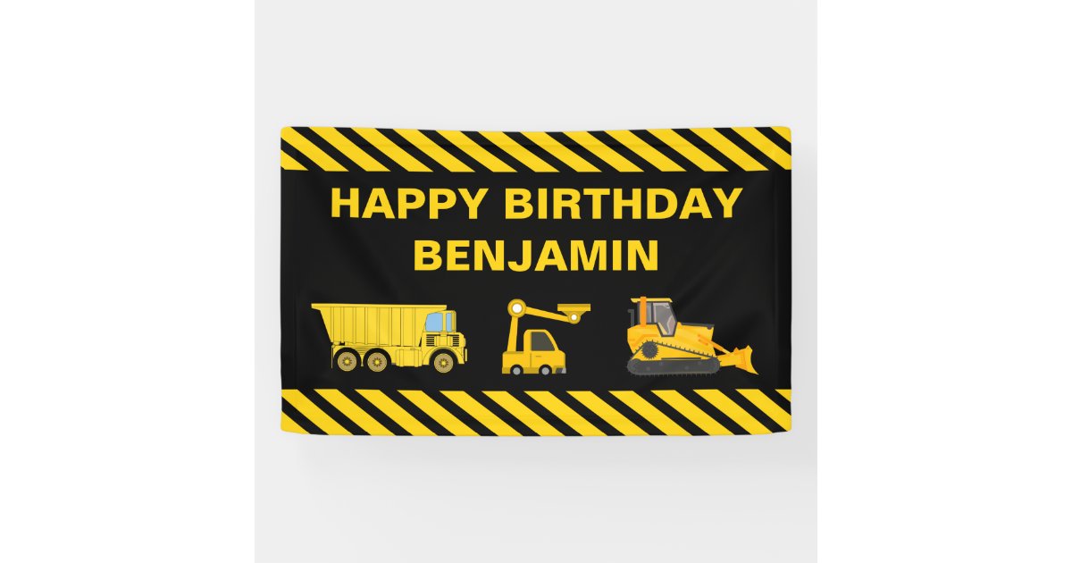 Truck Construction Birthday Party Banner Zazzle Com