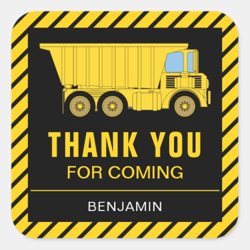 Truck Construction Birthday Party Favor Sticker