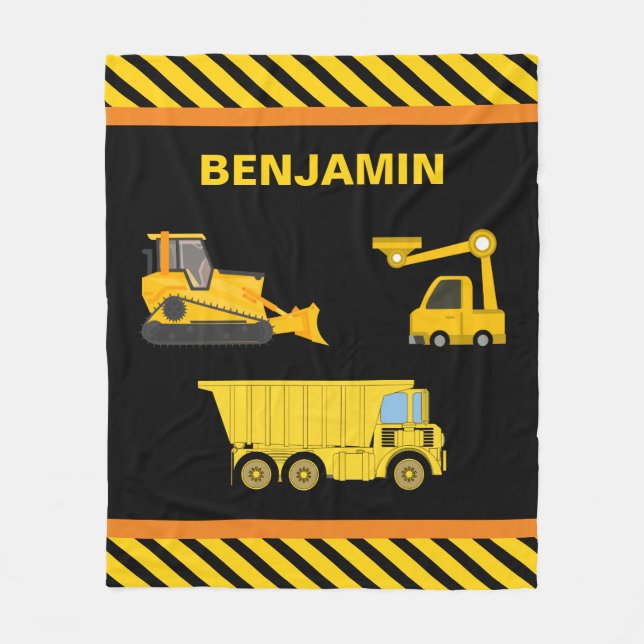 Truck Construction Fleece Blanket (Front)