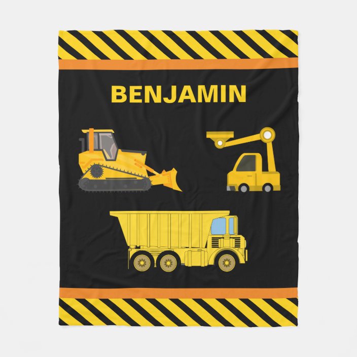 adult sized Construction vehicles no sew fleece blanket perfect for gifting child Custom made baby