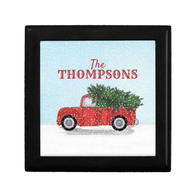 Truck Cute Christmas Tree Snow Personalized Gift Box (Front)