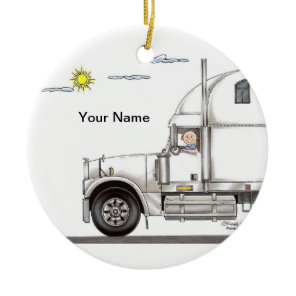 Truck Driver, 18 Wheeler - Male Ceramic Ornament