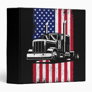 Truck Driver American Flag Trucker 3 Ring Binder