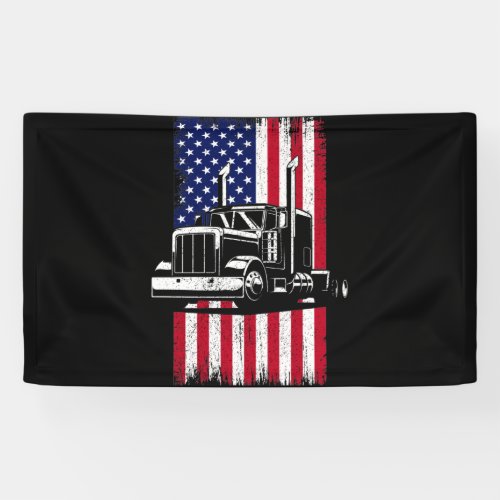 Truck Driver American Flag Trucker Banner