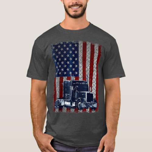 Truck Driver American Flag Trucker Gift T_Shirt