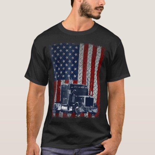Truck Driver American Flag Trucker Gift T_Shirt