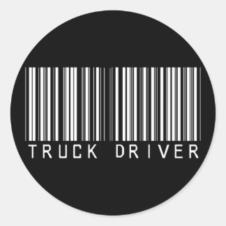 Truck Driver Bar Code Classic Round Sticker