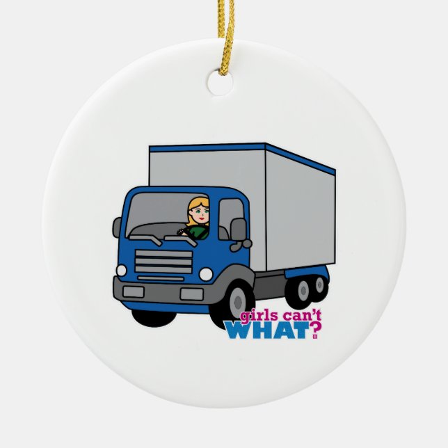 Truck Driver - Blue Truck Ceramic Ornament (Front)