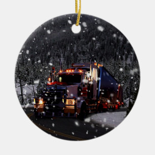 Truck Driver Christmas Ceramic Ornament