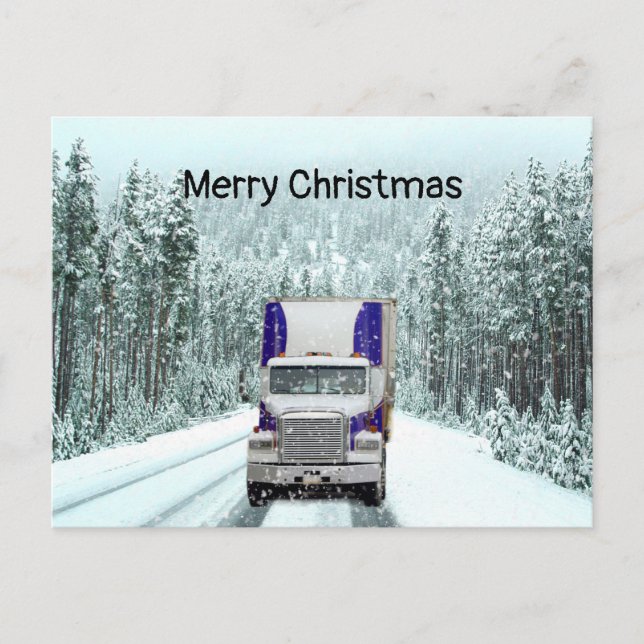 Truck Driver Christmas Holiday Postcard (Front)