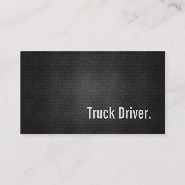Truck Driver Cool Black Metal Simplicity Business Card (Front)