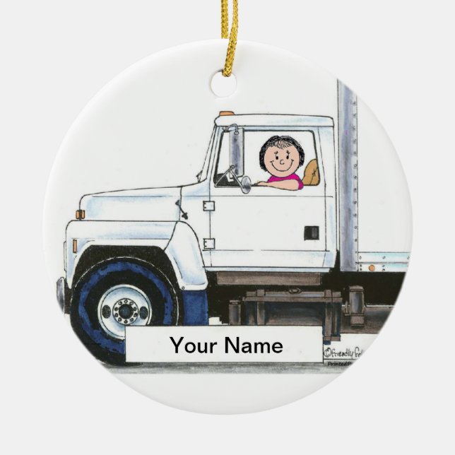 Truck Driver - Female Ceramic Ornament (Front)