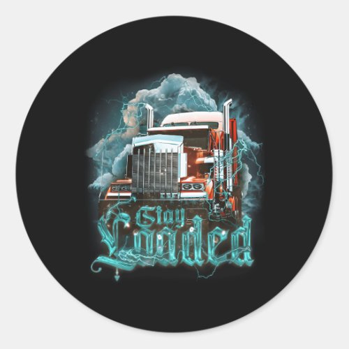 Truck Driver For Dad Big Rig Semi_Trailer Truckin Classic Round Sticker