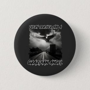 Truck Driver Guardian Angel Road Protection Faith Button