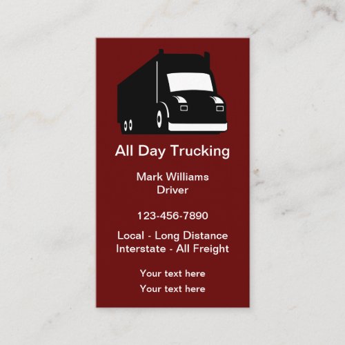 Truck Driver Interstate Shipping Business Card