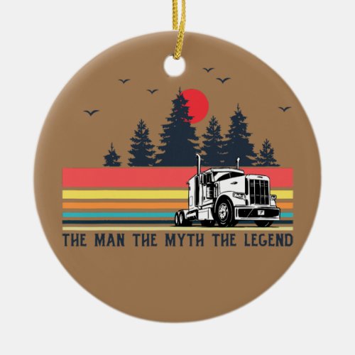 Truck Driver Mechanic Dad Trucker Truck Fathers Ceramic Ornament