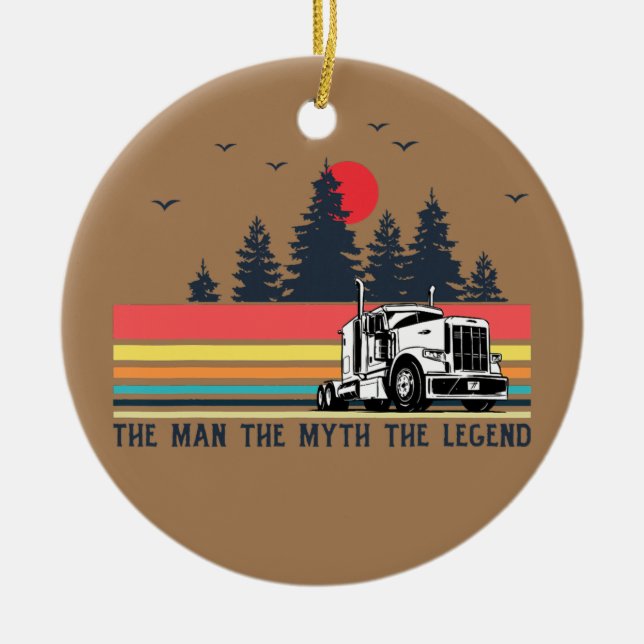 Truck Driver Mechanic Dad Trucker Truck Father's Ceramic Ornament (Front)