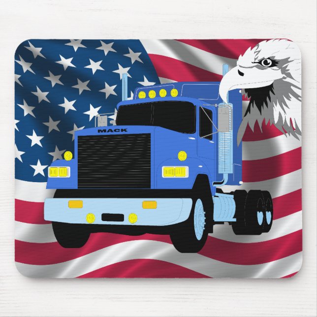 Truck Driver Mousepad with US Flag and Eagle (Front)