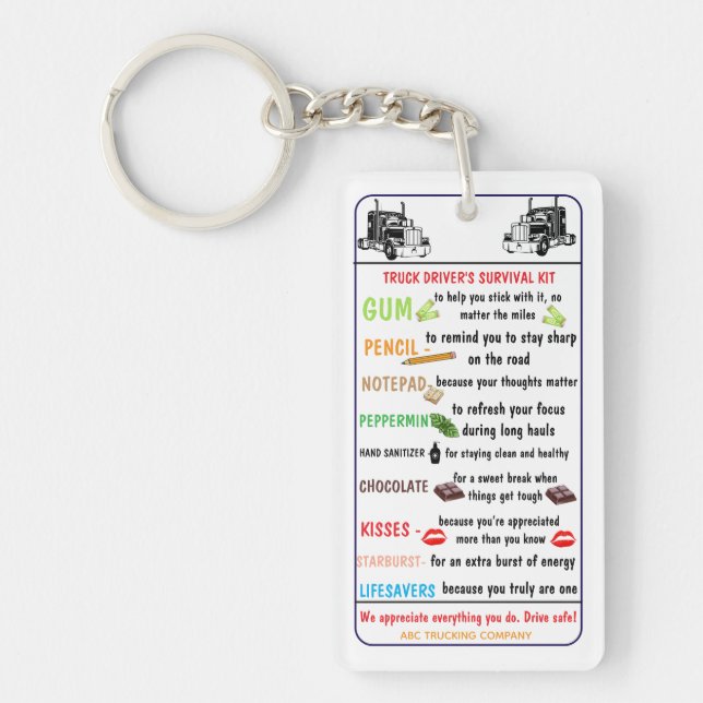 Truck Driver’s Survival Kit Funny & Thoughtful  Keychain (Front)