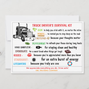 Truck Driver’s Survival Kit Funny & Thoughtful Thank You Card