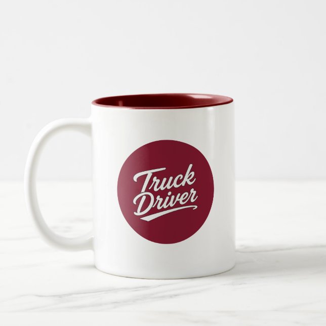 Truck Driver Script Typography Coffee Mug Gift (Left)