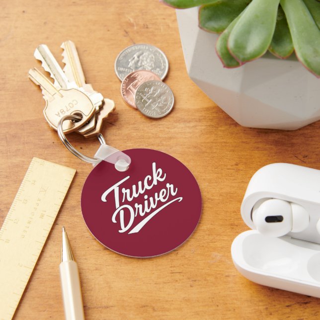 Truck Driver Script Typography Gift Keychain (Desk)