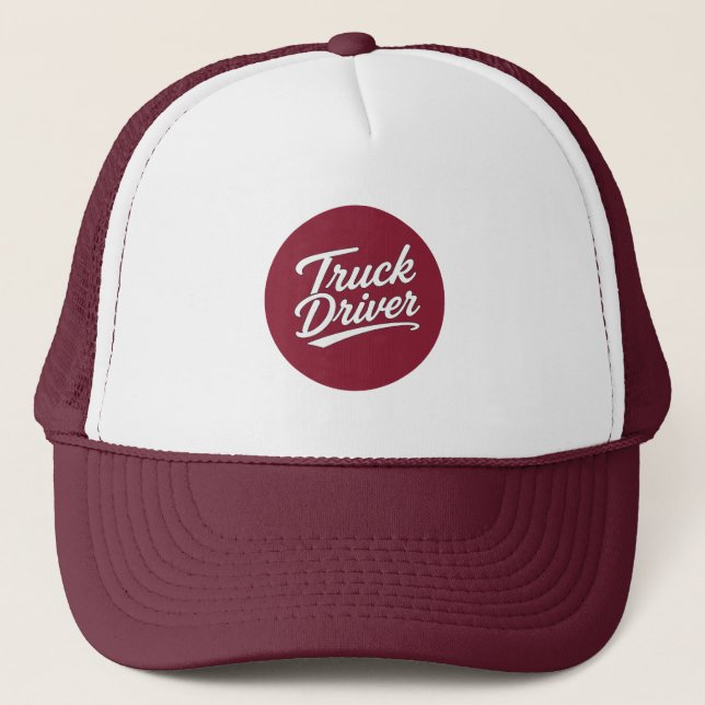 Truck Driver Script Typography Gift Trucker Hat (Front)