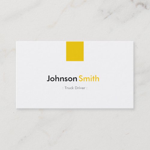 Truck Driver _ Simple Amber Yellow Business Card