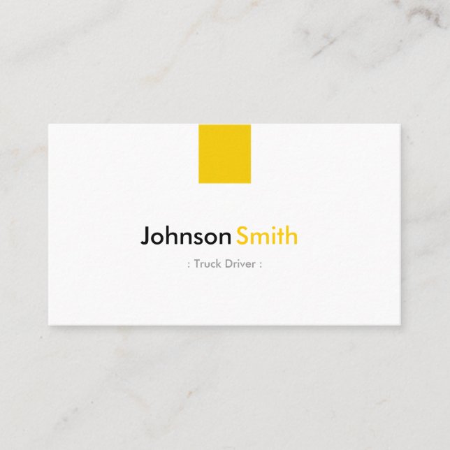 Truck Driver - Simple Amber Yellow Business Card (Front)