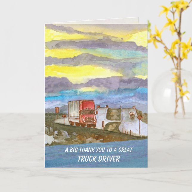 Truck Driver Thank You Trucker Appreciation Card (Yellow Flower)
