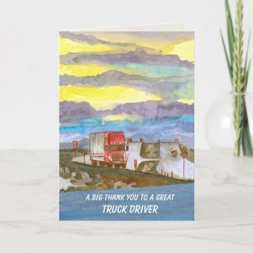 Truck Driver Thank You Trucker Appreciation Card Zazzle